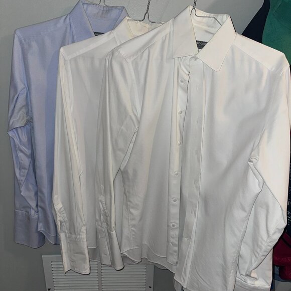 Three (White x 2,  Blue) Premium Indochino Dress Shirts - Medium - 15.5 - 32/33 - Picture 1 of 8